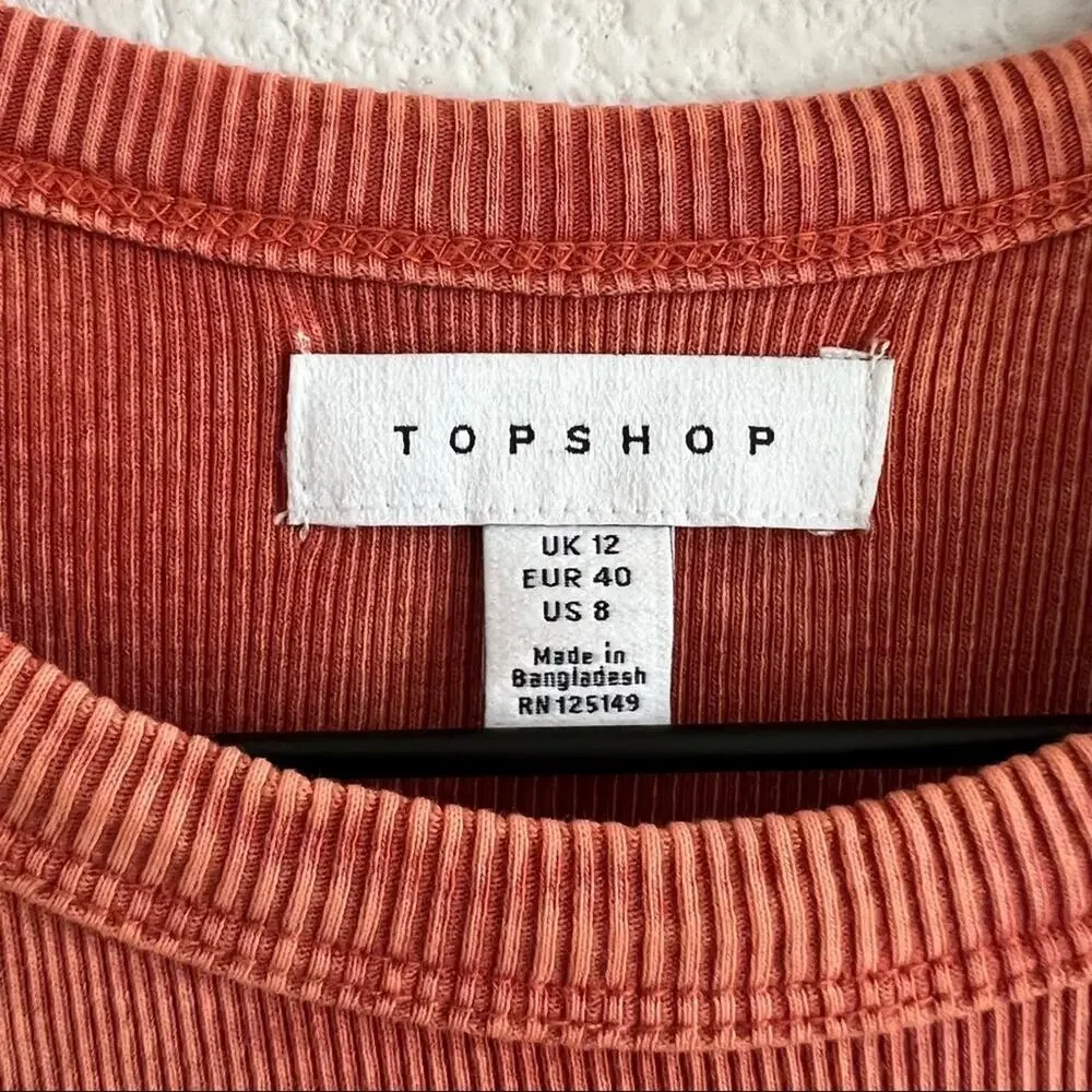 TopShop Red Orange Ribbed Tie Dye Tank Dress US 8